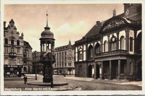 Germany Magdeburg Alter Markt Mit Kaiser Otto Denkmal Vintage RPPC C118