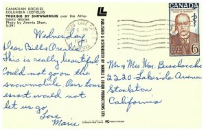 Canada Alberta Banff Jasper Park Athabasca Glacier Snowmobile Postcard Old View