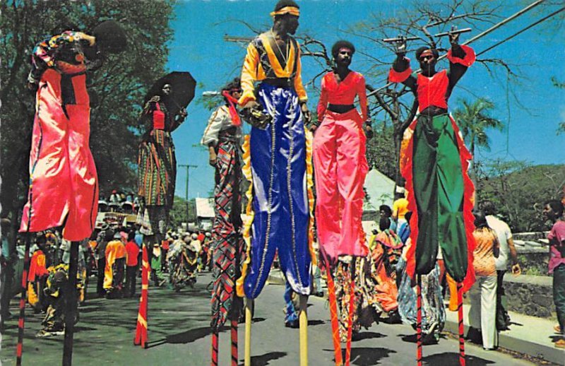 St. Thomas, U.S. Virgin Islands, Mocko Jumbies During Carnival Parade  