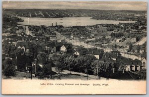 Postcard Seattle Washington 1907 Lake Union Showing Freemont And Brooklyn