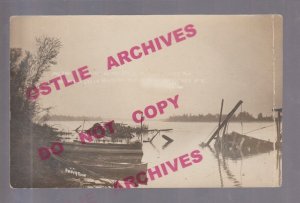 Victory WISCONSIN RPPC 1910 STEAMBOAT WRECK J.S. Steamer MISSISSIPPI RIVER WI