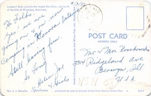 WINNIPEG CANADA LOCKPORT DAM CONTROLS RED RIVER POSTCARD 1956