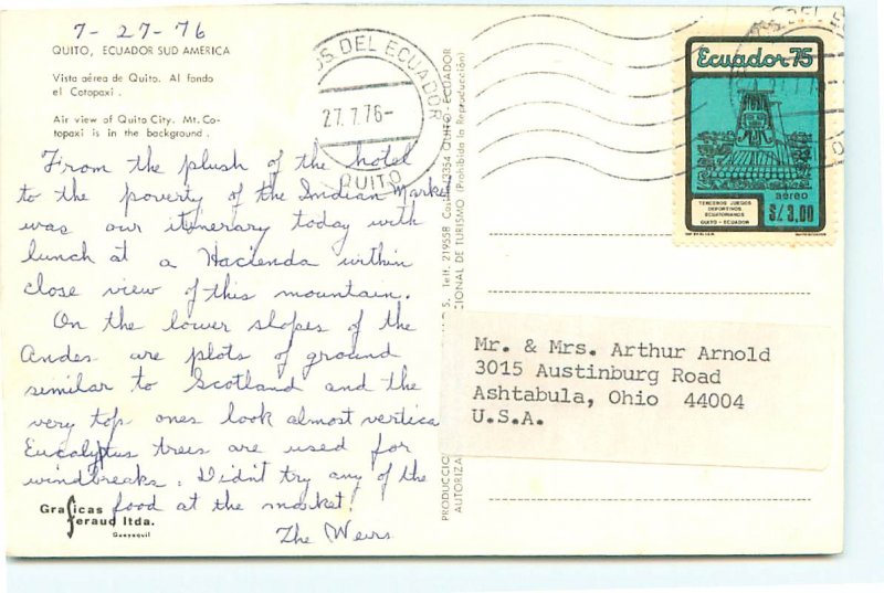 Aerial View Quinto City Mt Cotopaxi Volcano Ecuador