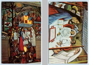 2 Postcards PORT-au-PRINCE, HAITI ~ Wilson Bigaud Murals EPISCOPAL CATHEDRAL