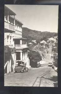 RPPC CHARLOTTE AMELIA ST THOMAS VIRGIN ISLANDS STREET SCENE REAL PHOTO POSTCARD