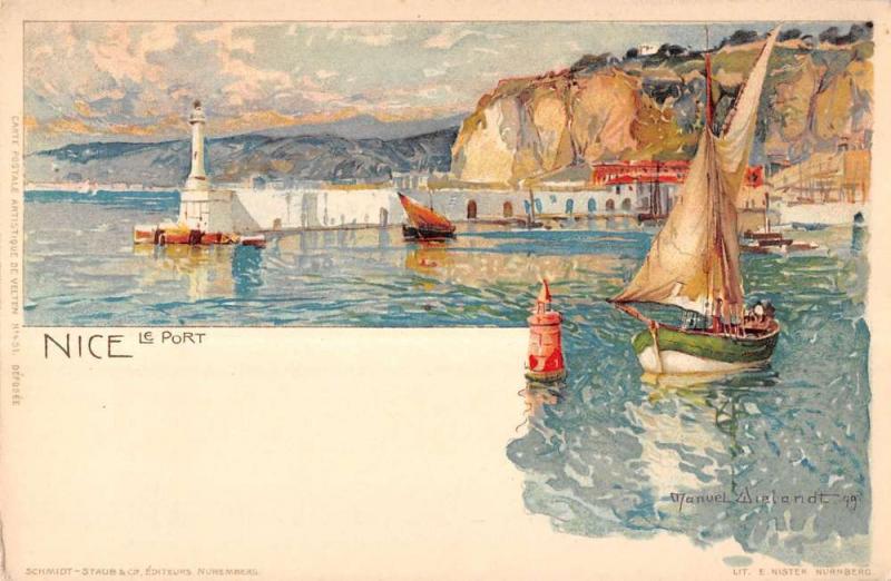 Le Port Harbor in Nice France  Antique Postcard L535