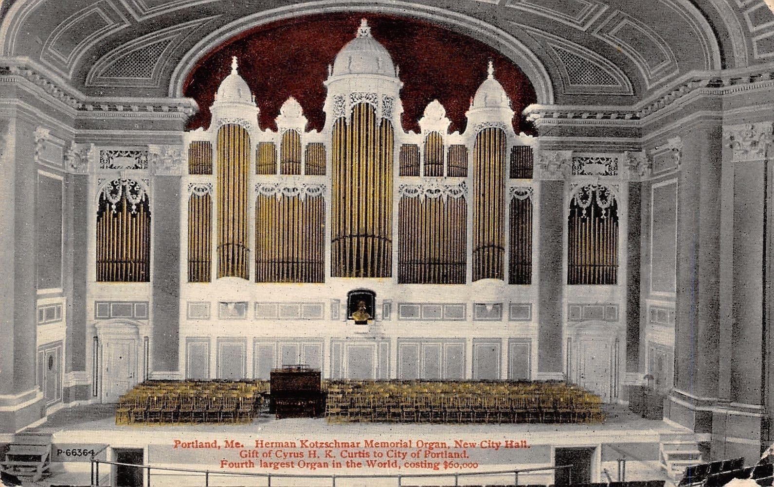 Portland ME4th Largest Pipe Organ in the WorldKotzschmarNew City Hall c1910 United States