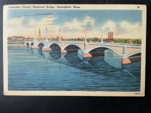 Vintage Postcard 1942 Hampden County Bridge, Springfield, Massachusetts (MA)