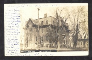 RPPC CARLINVILLE ILLINOIS SOUTH SCHOOL VINTAGE REAL PHOTO POSTCARD BLOOMINGTON