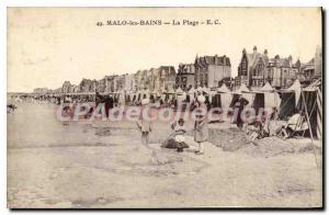 Old Postcard Malo Les Bains Beach