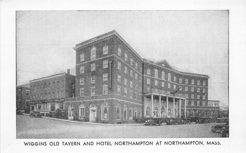 Northampton Massachusetts 1930s Postcard Wiggins Old Tavern & Hotel Northampton