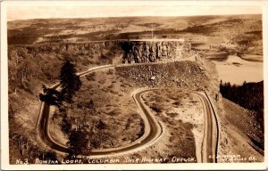 Vtg Rowena Loops Columbia River Highway Oregon OR RPPC Real Photo Postcard