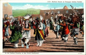Buffalo Dance at Tesuque Indian Pueblo Vintage Linen Postcard H68