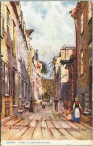 Canada Quebec Little Champlain Street Charles Flower Vintage Postcard 03.60