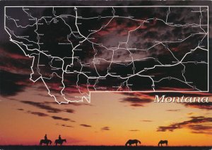 Map of Montana over a Western Sunset - pm 2003
