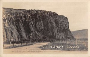 Del Norte Colorado Cliffs and Road Real Photo Vintage Postcard AA20296