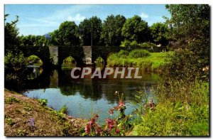Postcard Old Llechryd Bridge and river Teifl