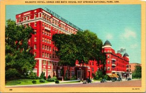 Linen Postcard Hot Springs National Park Arkansas AR Majestic Hotel & Annex M13