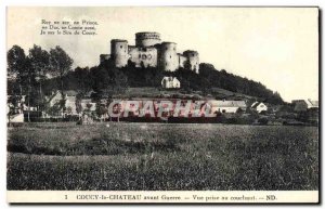 Old Postcard Couchy Chateau War before the sunset taking view