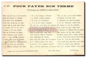 Old Postcard To Pay His term Monologue By Gerny and Rene Esse