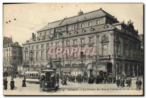 Old Postcard Rouen Le Theater des Arts and & # 39entree the Tramway street