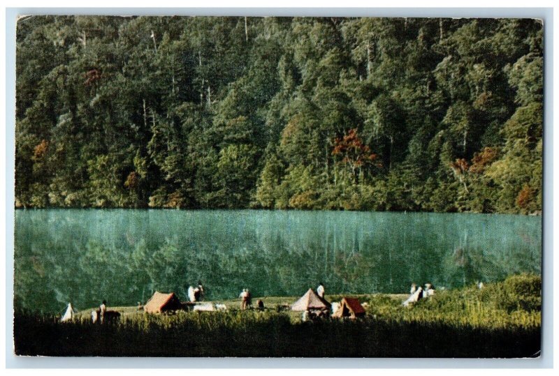 Lake Yunoko Sequestered Mountain Lake Chine Overprint Stamp 1948 2000 Postcard 