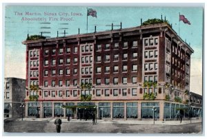 1914 The Martin Building Street View Sioux City Iowa IA Posted Antique Postcard