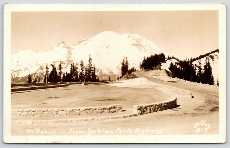 Washington~Mt Rainier @ Yakima Park Highway~History Lesson Back~1936 RPPC 