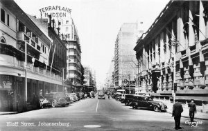 RPPC ELOFF STREET JOHENNESBURG SOUTH AFRICA OLD CARS REAL PHOTO POSTCARD