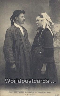 Costumes Bretons Homme et femme de Guemenee, Belgium Unused 