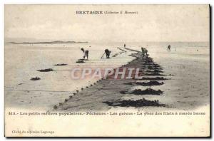 Old Postcard Folklore Small Fishermen popular crafts The strikes Laying nets ...