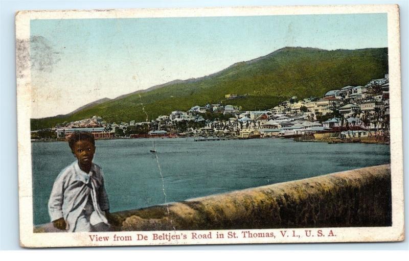 *1924 View from De Beltjen's Road St. Thomas Virgin Islands USA Postcard A26