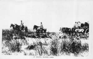 RPPC, LA CALERA, Buenos Aires Argentina   MEN On HORSES~Wagon   Photo Postcard