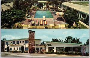 The Montgomery Motel Miami Beach Florida Swimming Pool & Roadway View Postcard