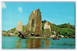 Chai Wan Hong Kong Postcard The Fishing Junk c1960's Vintage Unposted