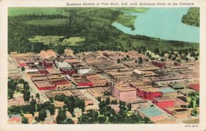 R.P.O. Pine Bluff Arkansas AR-Aerial View Bus. Sec.-Vintage Postcard 1945 (E9)