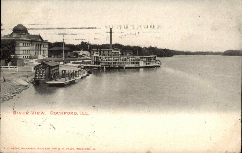 Rockford Illinois IL River View c1910 Vintage Postcard