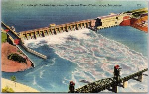 Chickamauga Dam Tennessee River In Air View Chattanooga Tennessee TN Postcard