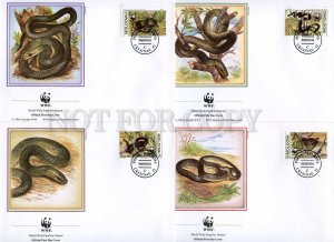 239811 MOLDOVA WWF snake serpent 1993 year set of 4 FDC