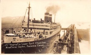 Panama Canal Miraflores Locks East Chamber SS Virginia Real Photo PC AA68907