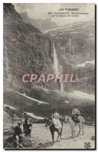 Old Postcard The Pyrenees Gavarnie Cirque Hikers on path