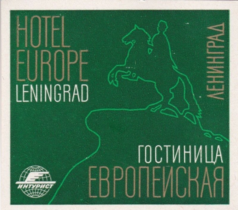 Russia Leningrad Hotel Europe Vintage Luggage Label sk1485