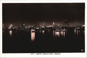 City Lights Vancouver BC c1954 Gowen Sutton RPPC Postcard G39