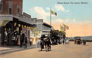 Tia Juana Mexico Street Scene Curio Store Horses Antique Postcard K23689