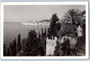 Dubrovnik Croatia Postcard View of River and Building Wall c1930's RPPC Photo