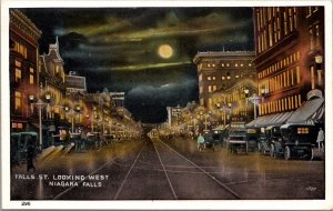 Postcard Falls Street Looking West in Niagara Falls, New York