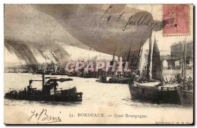 Postcard Old Bordeaux Quay Burgundy