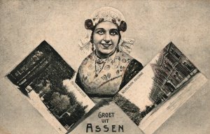 Netherlands Groet uit Assen Vintage Postcard 03.94