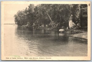 Postcard West Lake Simcoe Ontario c1930s View of Cedar Harbour PECO