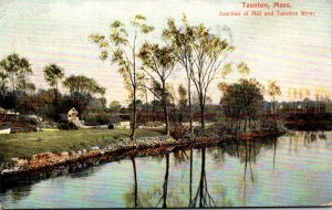 Massachusetts Taunton Scene At Mill and Taunton River 1909